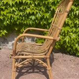 Series of 4 rattan armchairs from the 70s from the Netherlands