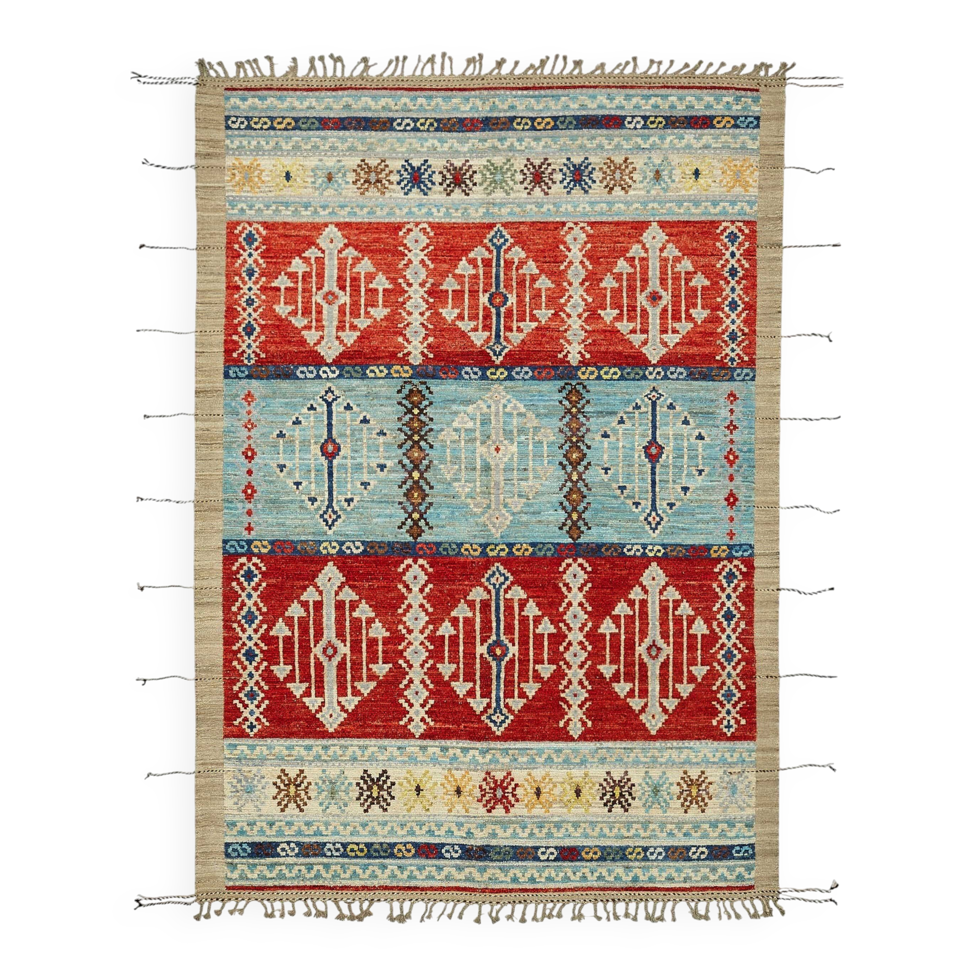 Hand-Knotted Turkish Contemporary 205 cm x 292 cm Multicolor Wool Carpet