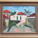 Original Swedish Oil on Canvas – “City View” by Gösta Sigfrid