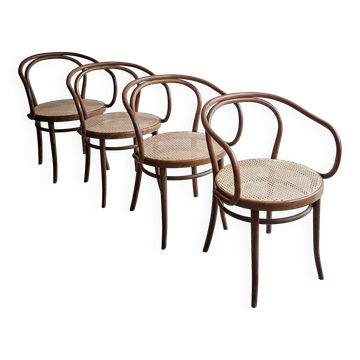 Ensemble de 4 chaises brunes 209, Ligna, années 1970