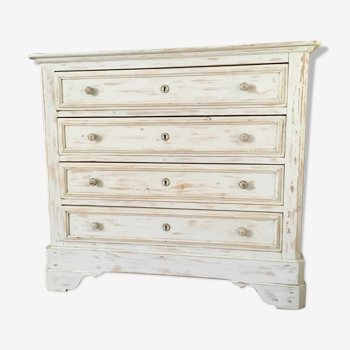 Antique white cerused chest of drawers