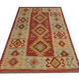 Tapis en laine rouge afghan Kilim tapis traditionnel oriental fait à la main - 78x124