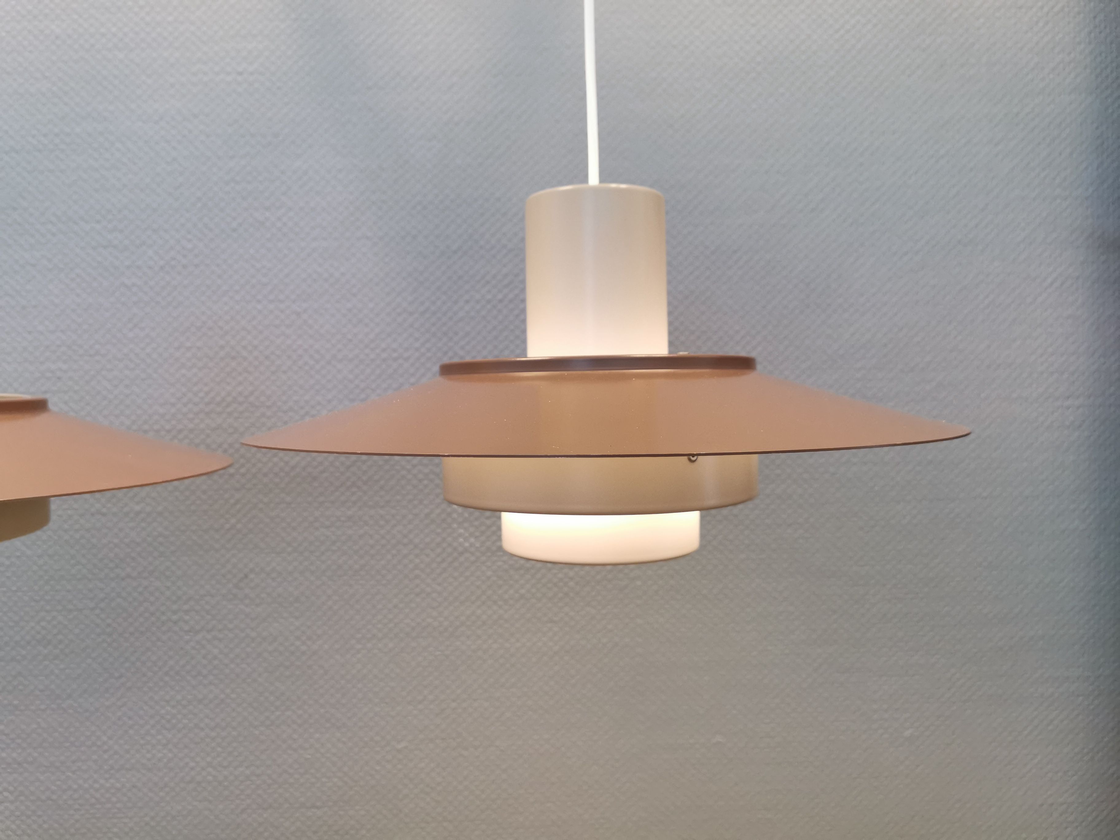 Hanging lamps, model Falcon, designed by Andreas Hansen in 1968 for Fog & Mørup Denmark.