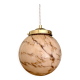 Vintage globe pendant light in marbled opaline