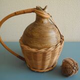 old stoneware bottle wicker vintage decoration stoneware bottle wicker