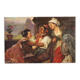 Peinture de scène intérieure antique du 19ème siècle