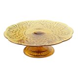 Art Deco Amber Cake Stand Depression Glass 33cm