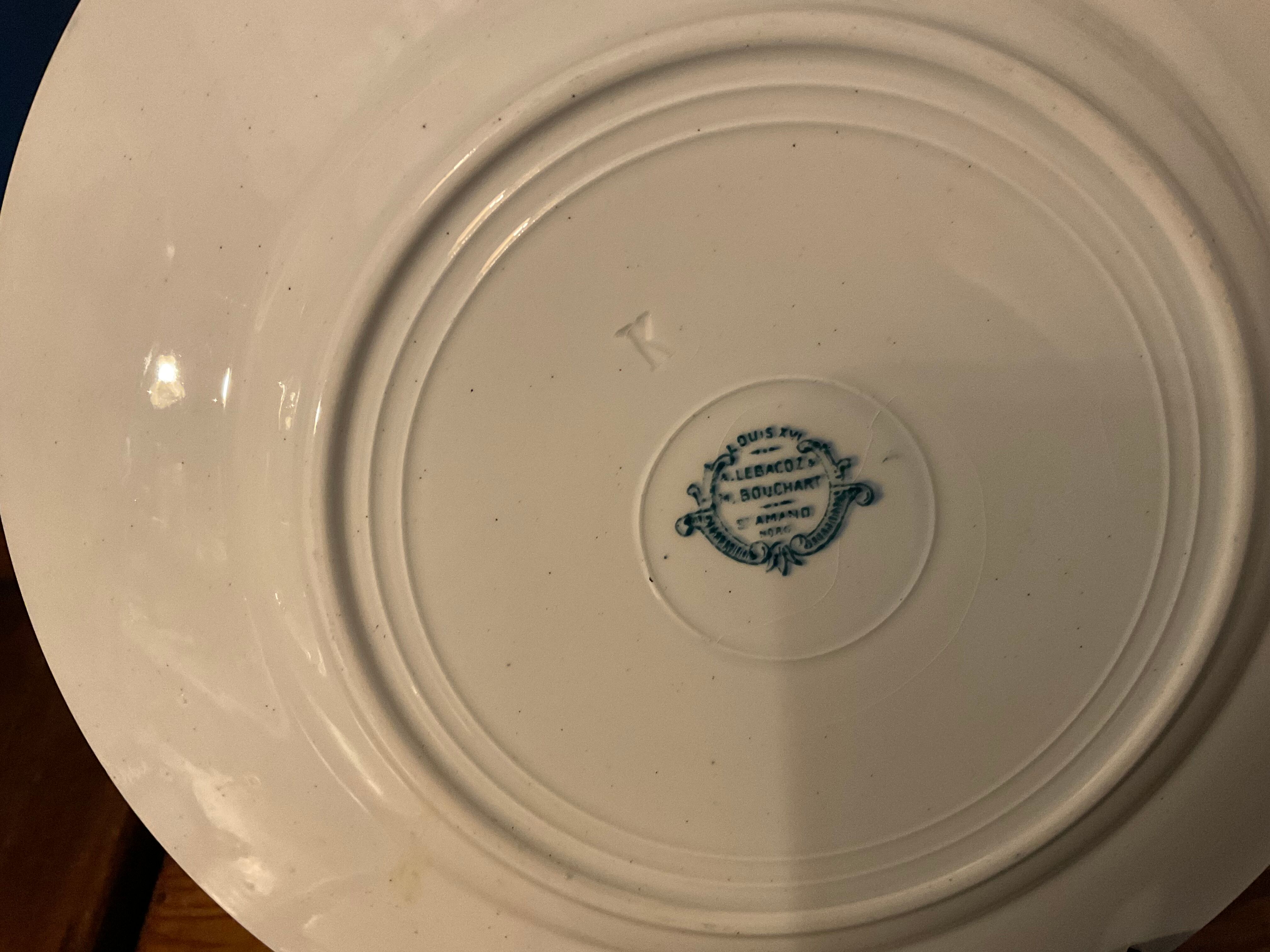 6 flat plates. Terre de Fer model Louis XVI. 1900