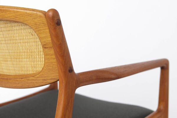 Fauteuil Danois en Teck et Rotin par Ib Kofod-Larsen, 1960s, Modèle 4325