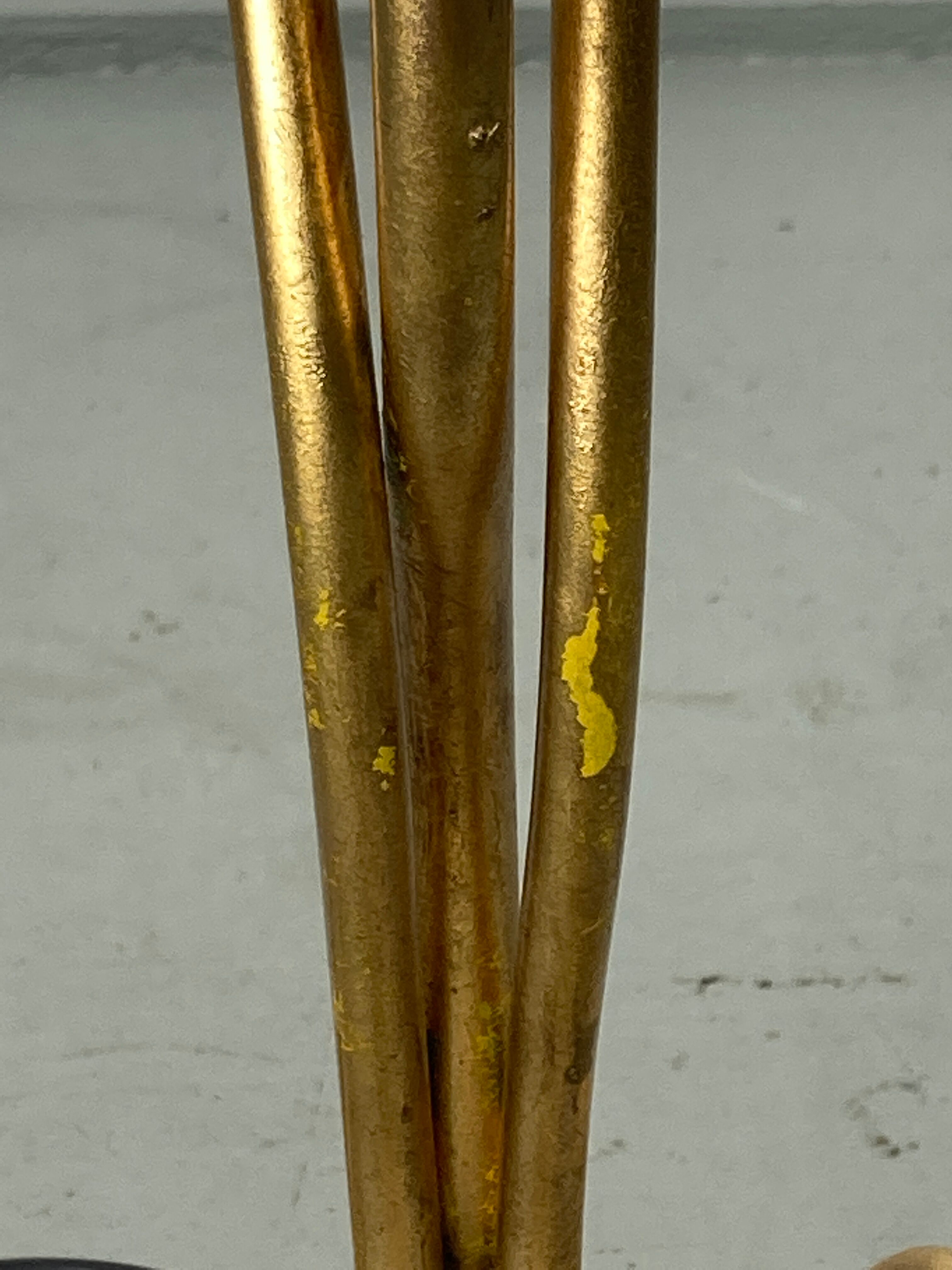 Vintage curly wavy free form label lamp, bouclé shade