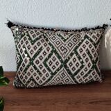 Berber cushion kilim green white