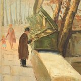 Oil on canvas View of Notre Dame