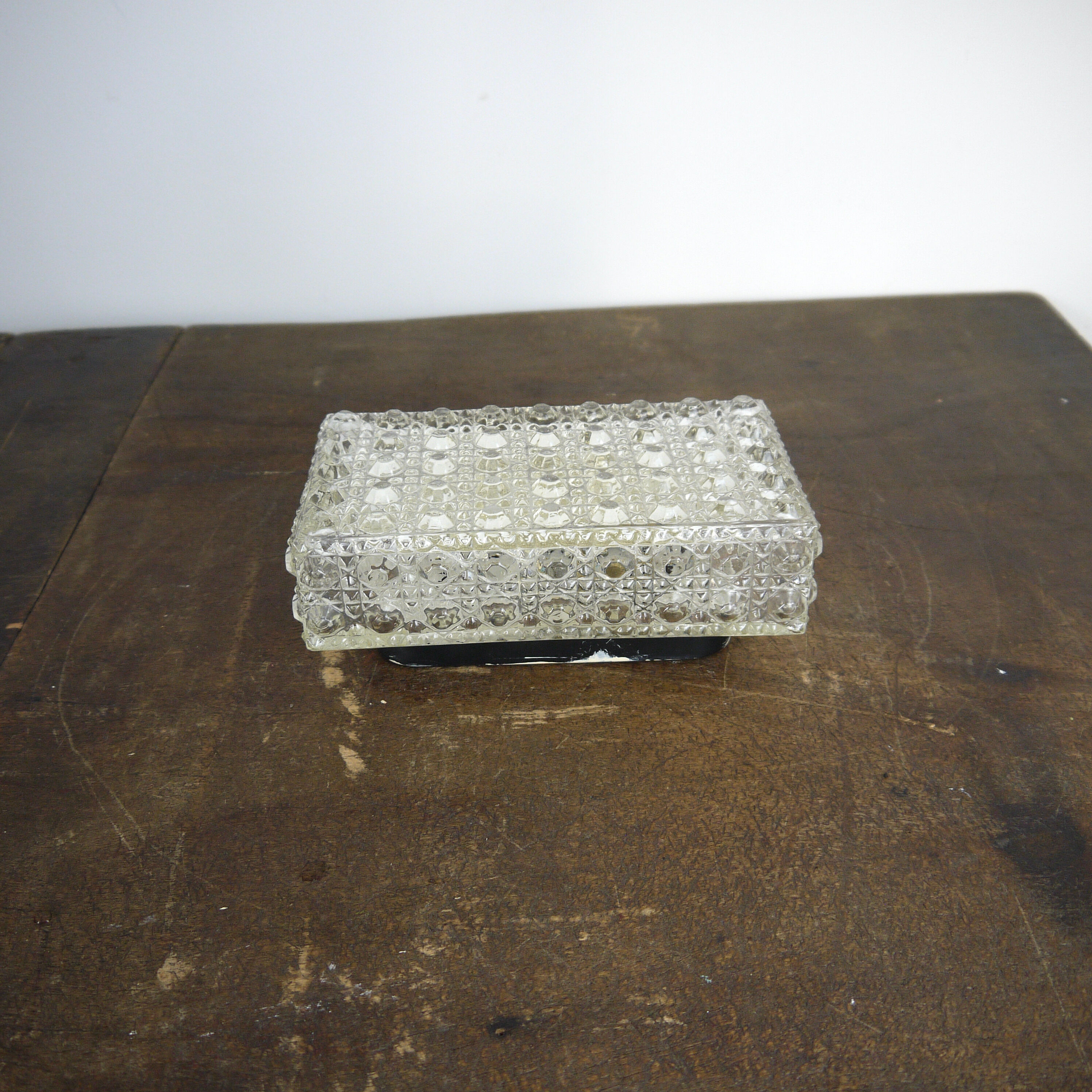 Rectangular chiseled glass ceiling light