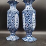 Antique xixeme delft paires de vases hexagonal - petrus regout maestricht