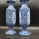 Antique 19th century Delft pair of hexagonal vases - Petrus Regout Maestricht