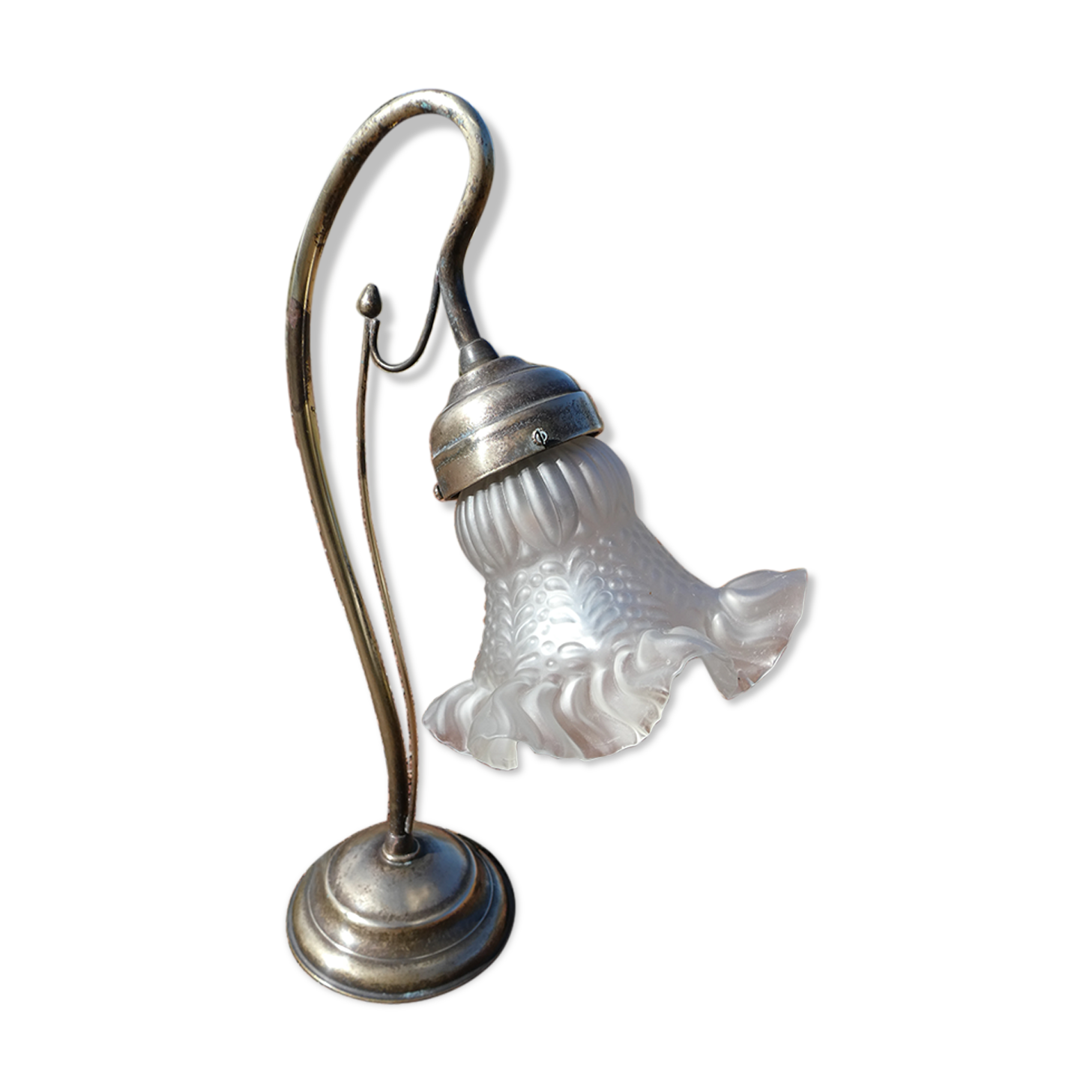 Tulip lamp / swan neck Art Deco brass