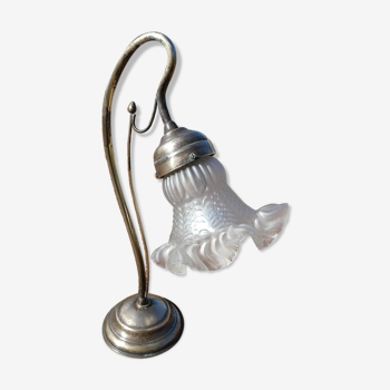 Lampe tulipe col de cygne Art Déco laiton