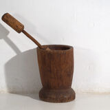 Mortier et pilon anciens de style wabi-sabi (c.1920) #1