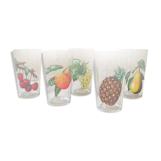 Set de 5 verres à jus de fruit vintage « VMC Reims »