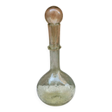 Vintage carafe signed Biot, blown glass, bubbled.