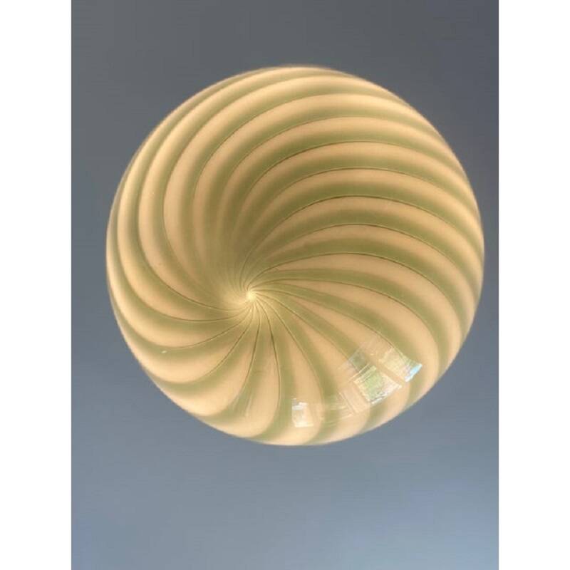 Contemporary green and white oval pendant in murano glass