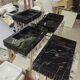 Suspended washbasin unit in black Marquina marble
