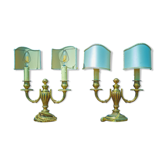 Paire de lampes en bronze doré de style Louis XVI