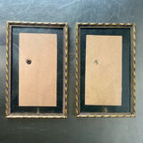 Pair of identical gold colored metal frames each measures  14.5 cm x 9 cm convex glass