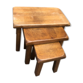 Brutalist oak trundle table, year 70, holland