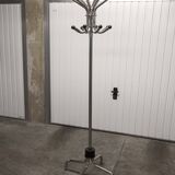 Parrot coat rack 16 hooks industrial in chromed metal and base + black balls 1960