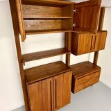 Antique modular shelf in solid French elm from the 60s, vintage