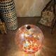 Lampe pomme en verre blanc, orange & rouge – vintage