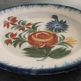Old plate in auvillar earthenware, floral painting decoration, 19th century
