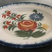 Old plate in auvillar earthenware, floral painting decoration, 19th century