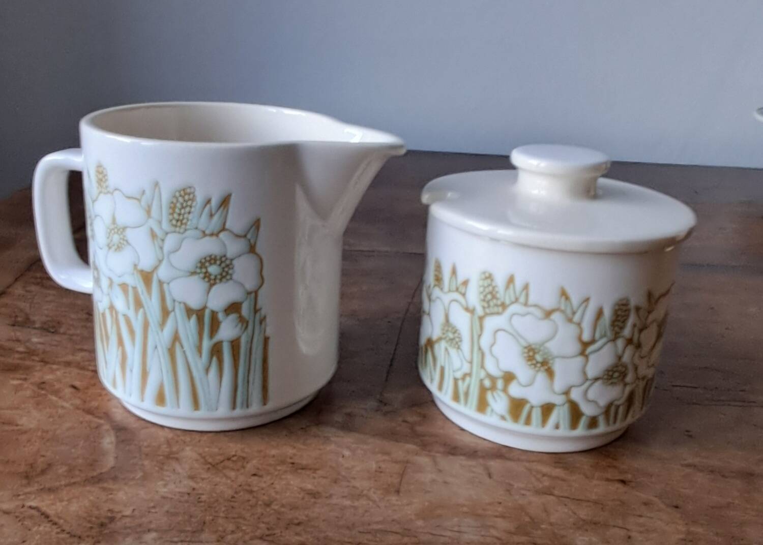 Pot à lait et confiturier Hornsea Fleur. 1970. England