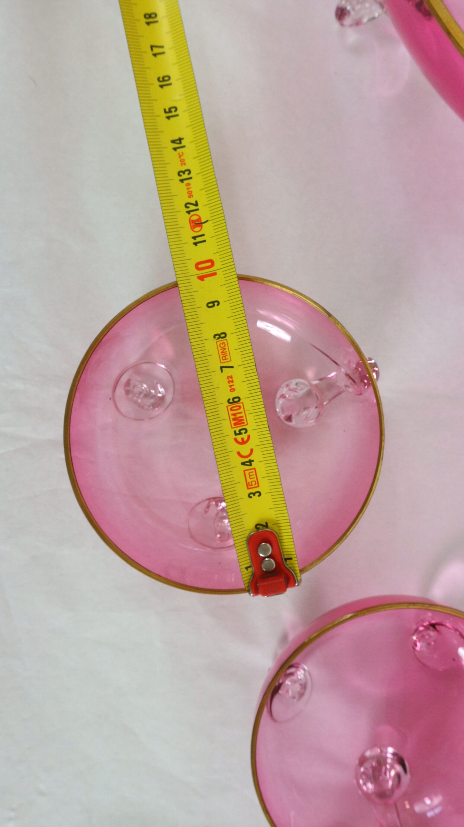 Vintage glasses service cup pink for 7 with service bowl