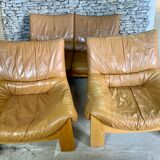 Leather and wood lounge of the Maison Regain 1950s/60s