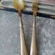 Box of salad cutlery in horn and silver metal