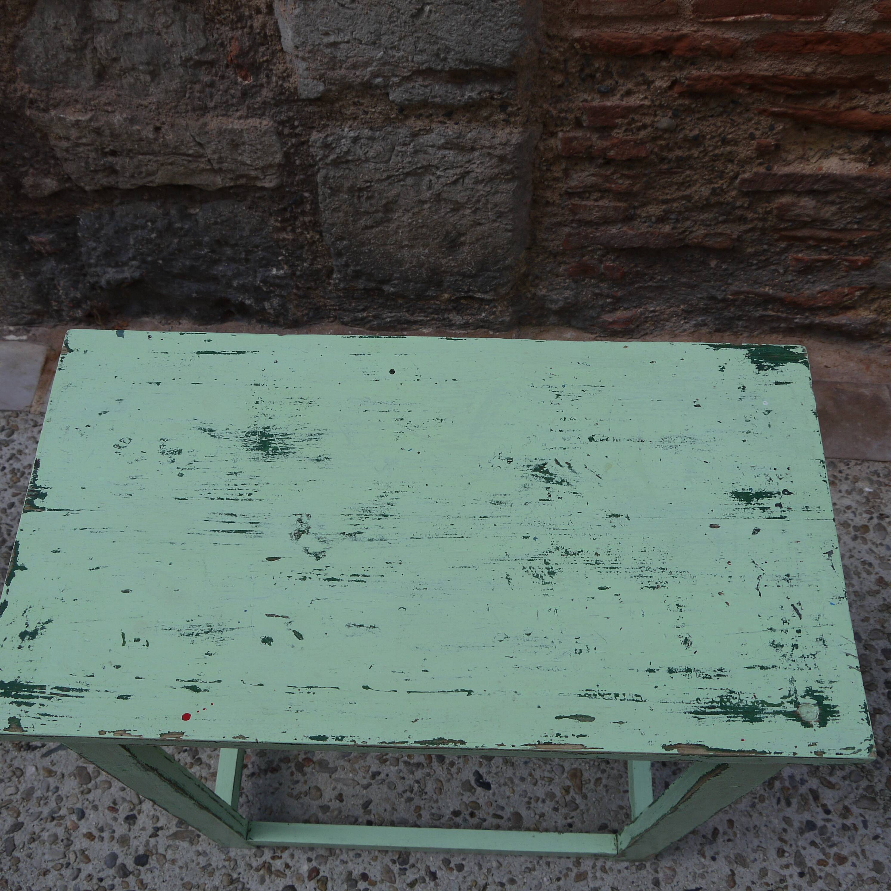 Console établi en bois patinée