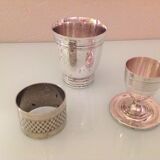 Timpani, shell and round of silver metal / vintage towel 50s-60s