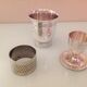 Timpani, shell and round of silver metal / vintage towel 50s-60s