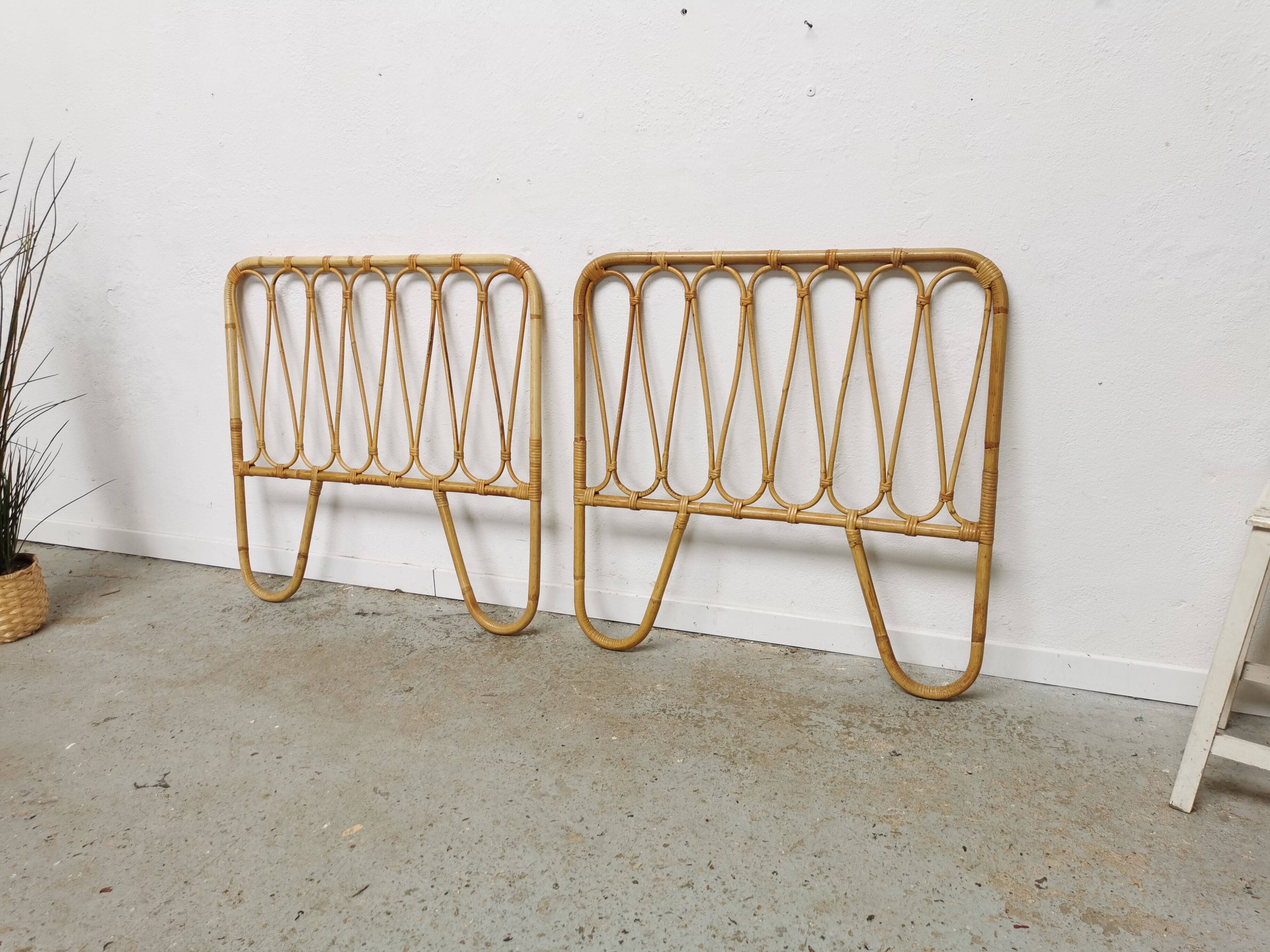 Pair of vintage rattan headboards