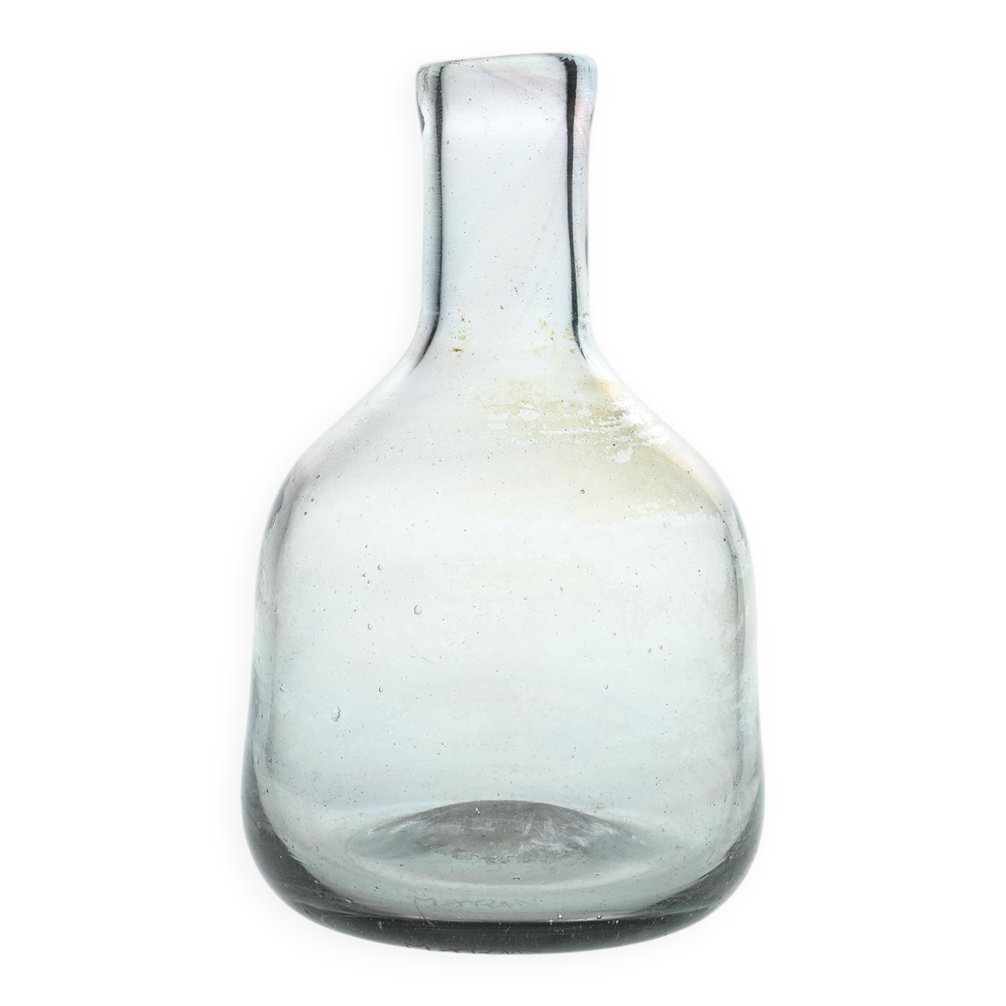 Blown glass bottle by Claude Morin, Dieulefit circa 1975