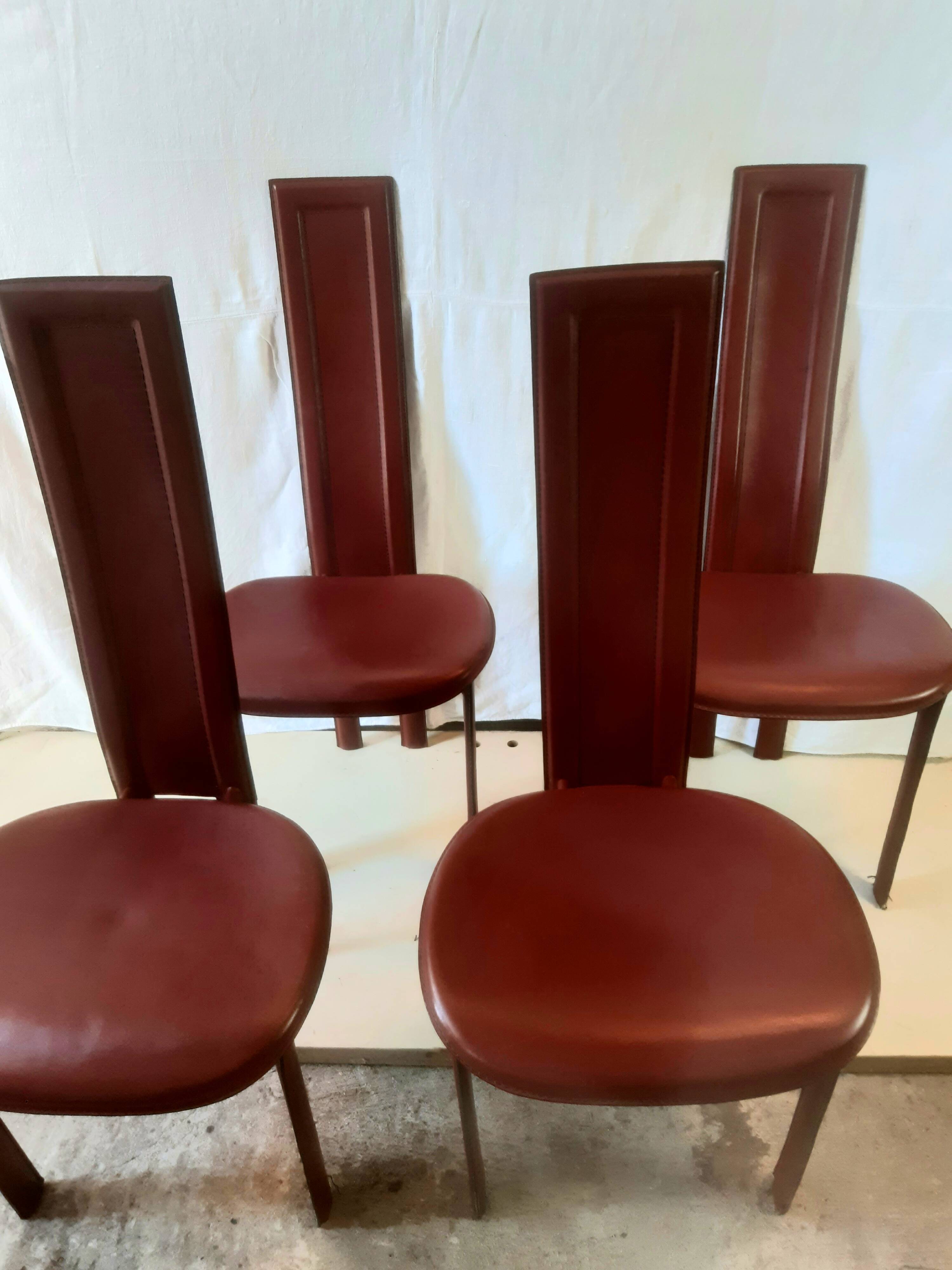 4 Elena B leather chairs