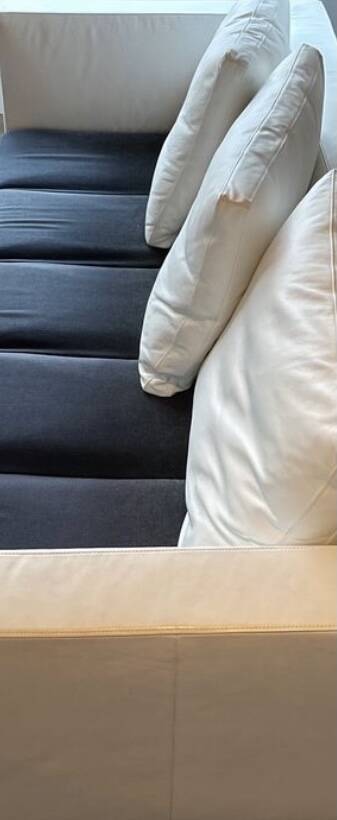 Leather sofa, white leather sofa by Ligne Roset, Feng model by Didier Gomez