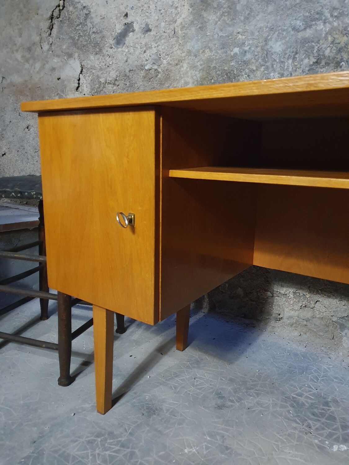 Vintage light oak desk from the 70s