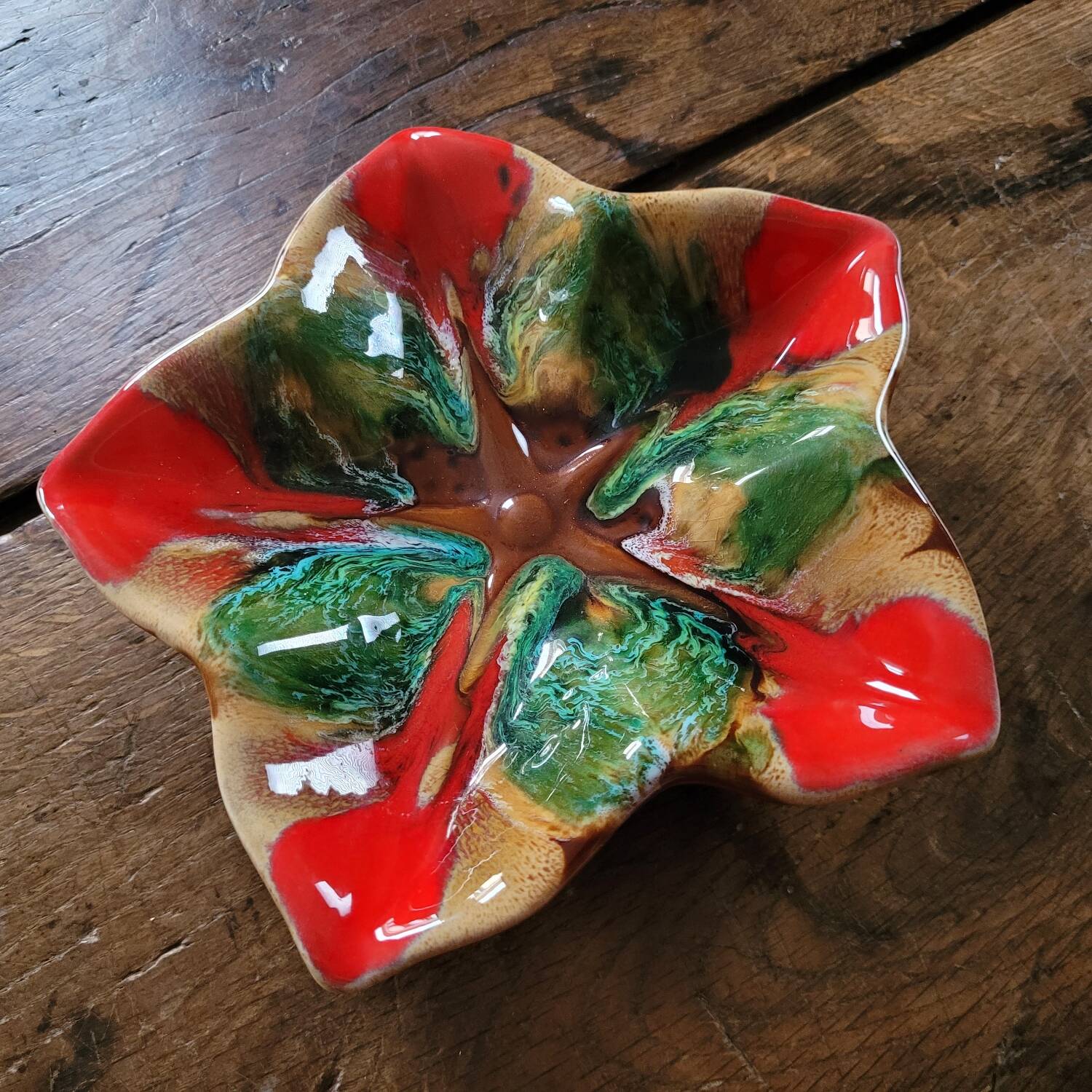 Vintage 70s starry ceramic trinket dish