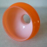 Old small lampshade chandelier lamp in orange and white design 70's retro luminaire