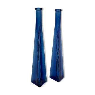 Pair of vintage glass soliflores vase 1970