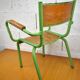 Metal and wood school chair with armrest